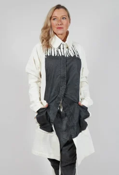 Rundholz Mainline Coats^Contrasting Print Coat in Black Paint