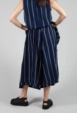 Moyuru Trousers^Contrasting Stripe Trousers in Navy