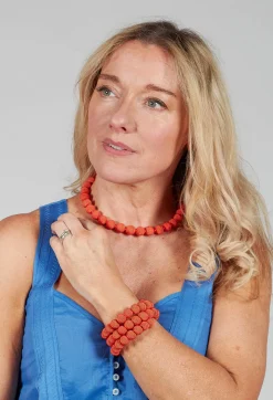 Narratives Bracelets^Coral Springware Woven Ball Bracelet