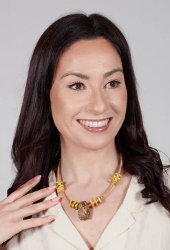 Bender Schmuck Necklaces^Cork Necklace with Yellow Speckled Beading in Khaki