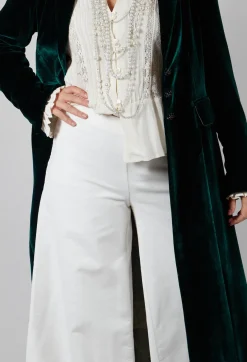 Stefano Mortari Trousers^Cotton Bell Bottom Trousers in Cream