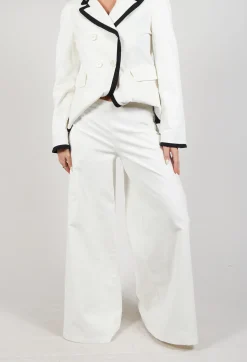 Stefano Mortari Trousers^Cotton Bell Bottom Trousers in Cream