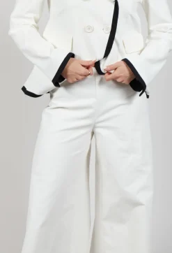 Stefano Mortari Trousers^Cotton Bell Bottom Trousers in Cream
