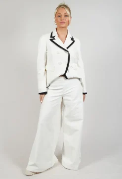Stefano Mortari Trousers^Cotton Bell Bottom Trousers in Cream