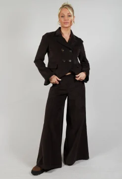 Stefano Mortari Trousers^Cotton Bell Bottom Trousers in Brown