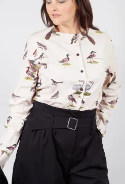 Aleksandr Manamis Shirts & Blouses^Cotton Button Up Blouse in Bird
