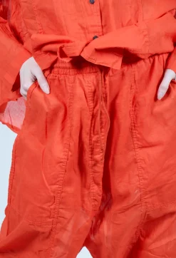 Rundholz Dip Trousers^Cotton Drop-Crotch Trousers with Pull String Waist in Mandarine Paper