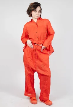 Rundholz Dip Trousers^Cotton Drop-Crotch Trousers with Pull String Waist in Mandarine Paper