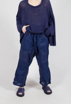 Rundholz Dip Trousers^Cotton Drop-Crotch Trousers with Pull String Waist in Ocean Paper