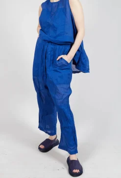 Rundholz Dip Trousers^Cotton Drop-Crotch Trousers with Pull String Waist in Royal Paper