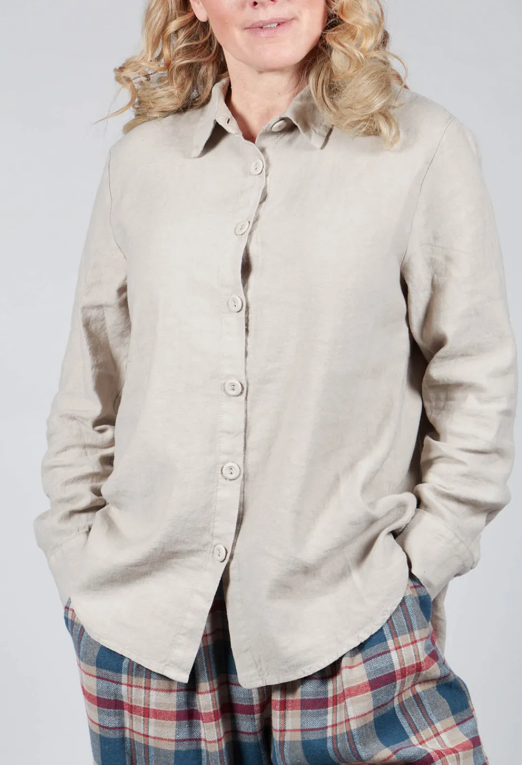 Amici Shirts & Blouses^Cotton Linen Blend Button Up Shirt in Sand