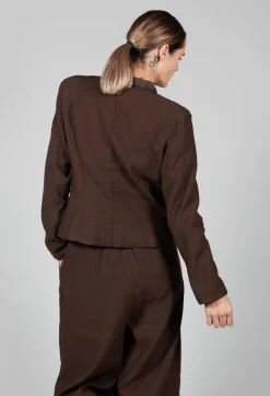 Amici Jackets^Cotton Linen Blend Cropped Jacket in Espresso