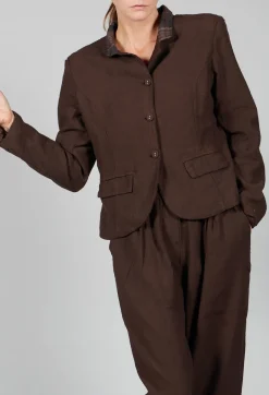 Amici Jackets^Cotton Linen Blend Cropped Jacket in Espresso