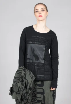 Rundholz Dip Tops^Cotton Long Sleeve Top in Black Print