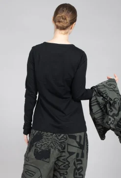 Rundholz Dip Tops^Cotton Long Sleeve Top in Black Print