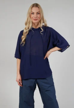 Album Di Famiglia Jumpers^Cotton Maxi Hoodie in Navy