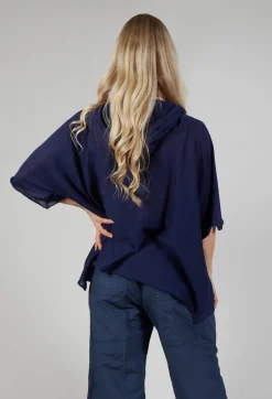 Album Di Famiglia Jumpers^Cotton Maxi Hoodie in Navy