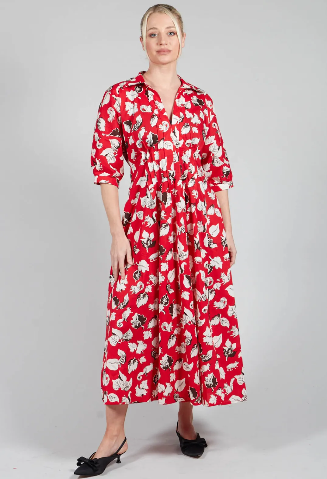 Beatrice B Dresses^Cotton Midi Dress in Squirrel