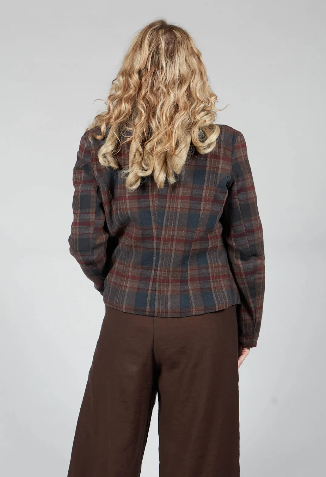 Amici Jackets^Cotton Plaid Cropped Jacket in Espresso
