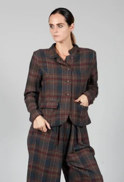 Amici Jackets^Cotton Plaid Cropped Jacket in Espresso