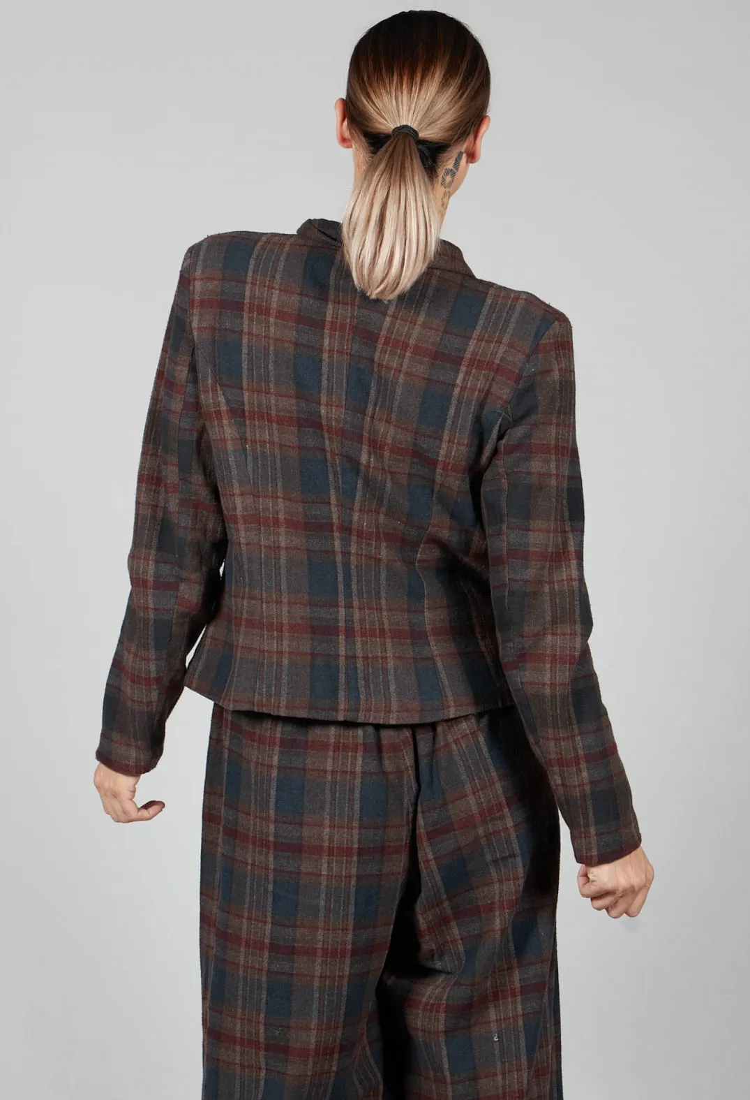 Amici Jackets^Cotton Plaid Cropped Jacket in Espresso