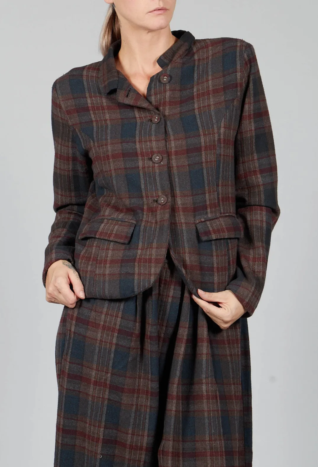Amici Jackets^Cotton Plaid Cropped Jacket in Espresso