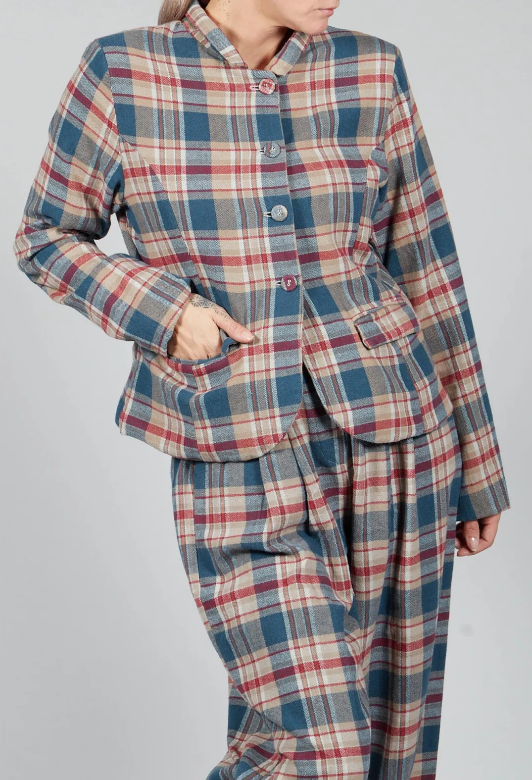 Amici Jackets^Cotton Plaid Cropped Jacket in Sand
