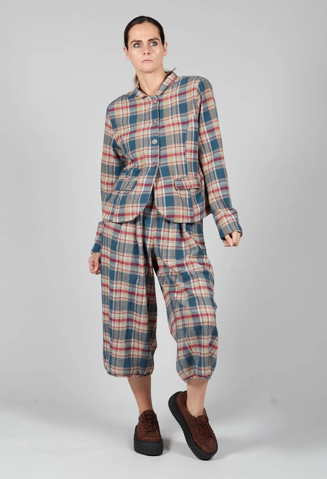 Amici Jackets^Cotton Plaid Cropped Jacket in Sand