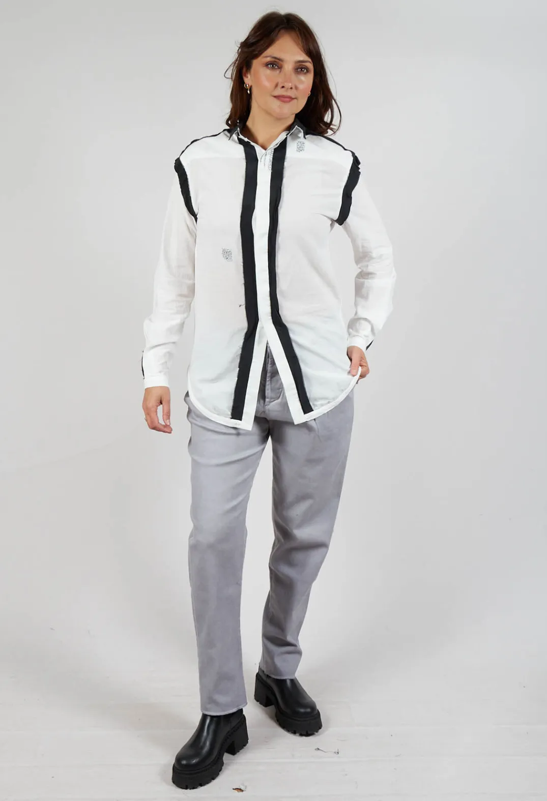 Umit Unal Shirts & Blouses^Cotton Shirt with Contrast Detail in White Black