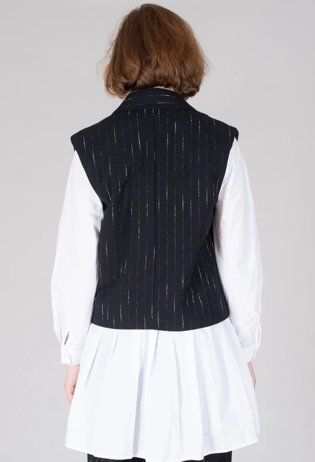 Amici Jackets^Cotton Striped Blazer Vest in Black