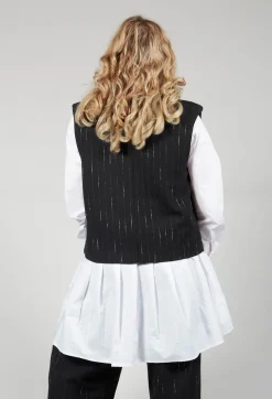 Amici Jackets^Cotton Striped Blazer Vest in Black