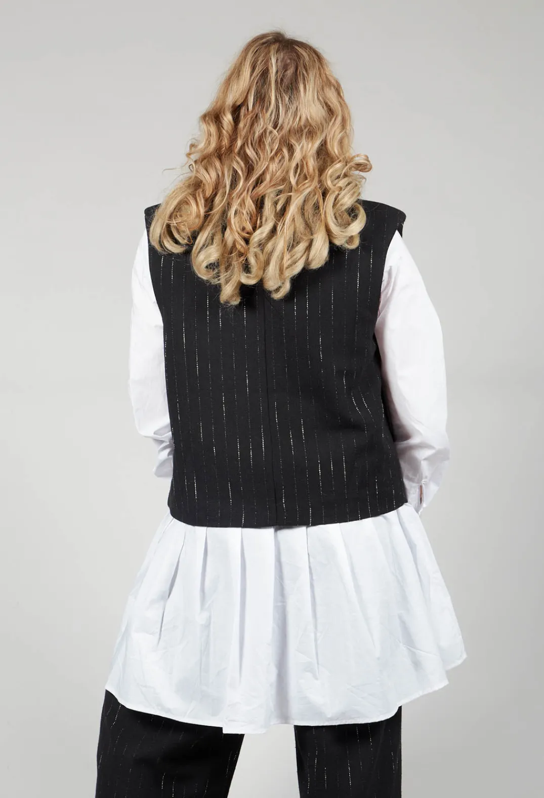 Amici Jackets^Cotton Striped Blazer Vest in Black