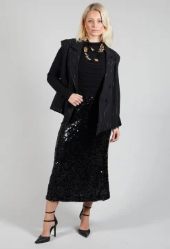 Amici Jackets^Cotton Striped Blazer Vest in Black