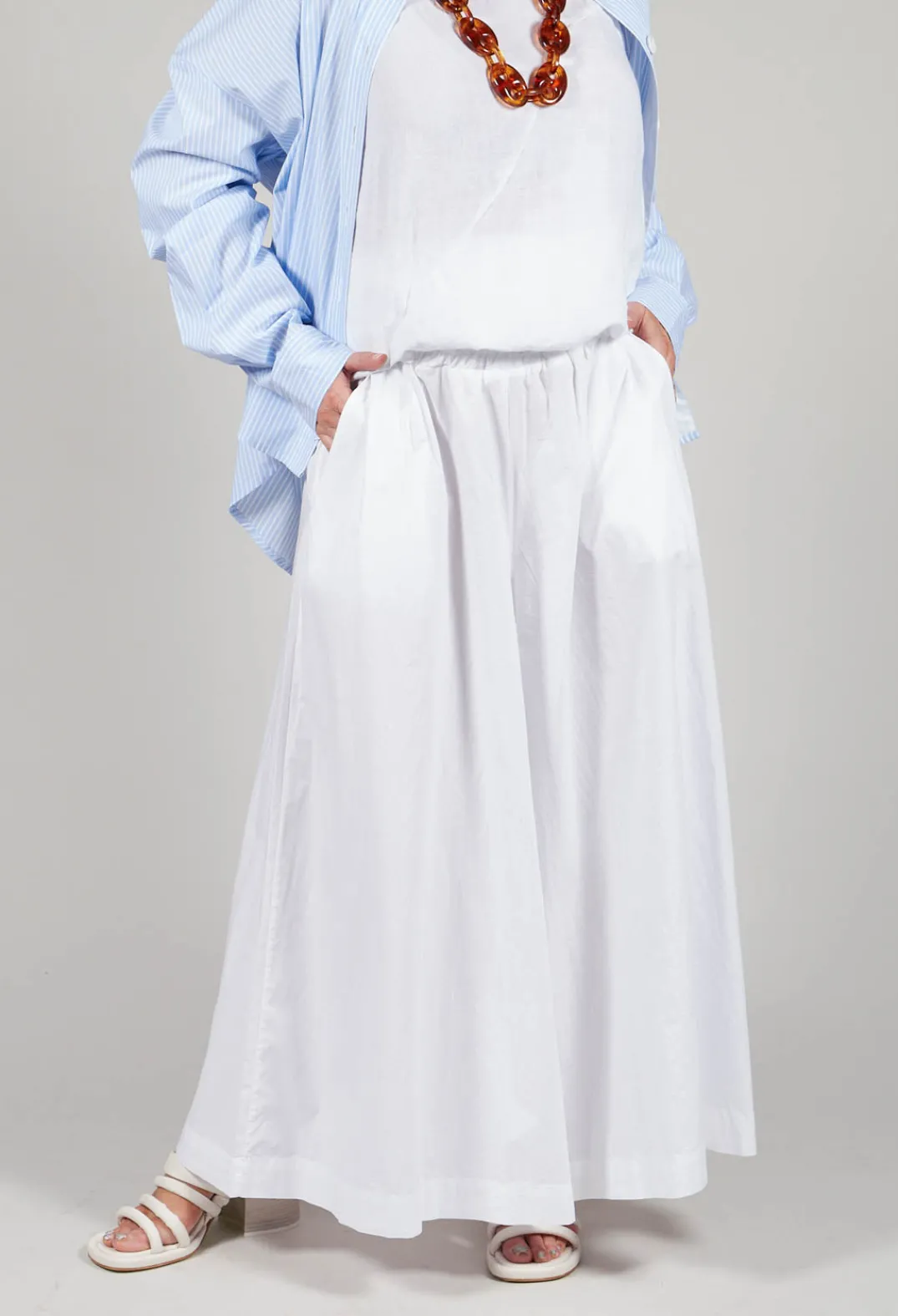 Amici Trousers^Cotton Wide Leg Trousers in Bianco