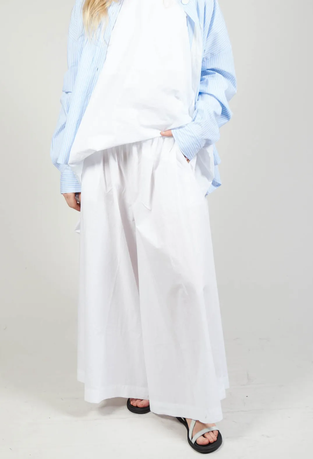 Amici Trousers^Cotton Wide Leg Trousers in Bianco