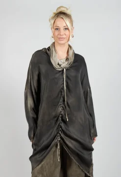 Sanctamuerte Dresses^Cowl Neck Dress in Raso Viscosa Green Tuscany