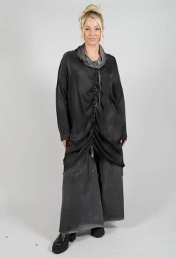 Sanctamuerte Dresses^Cowl Neck Dress in Raso Viscosa Grey Storm