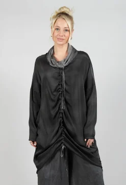Sanctamuerte Dresses^Cowl Neck Dress in Raso Viscosa Grey Storm