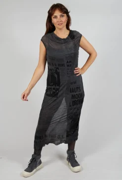 Rundholz Dip Dresses^Cowl Neckline Dress in Coal Print Cloud