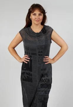 Rundholz Dip Dresses^Cowl Neckline Dress in Coal Print Cloud