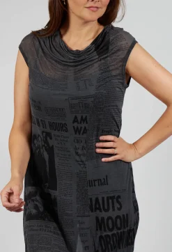 Rundholz Dip Dresses^Cowl Neckline Dress in Coal Print Cloud