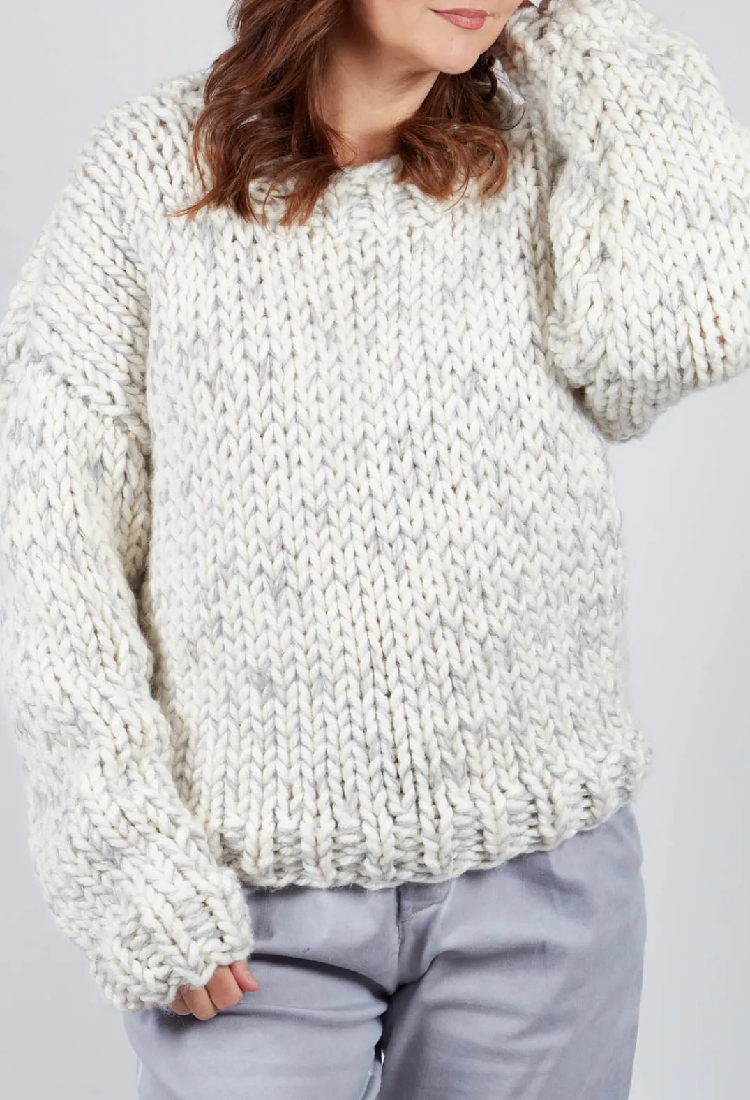 Umit Unal Jumpers^Cream and Grey Chunky Knit Jumper