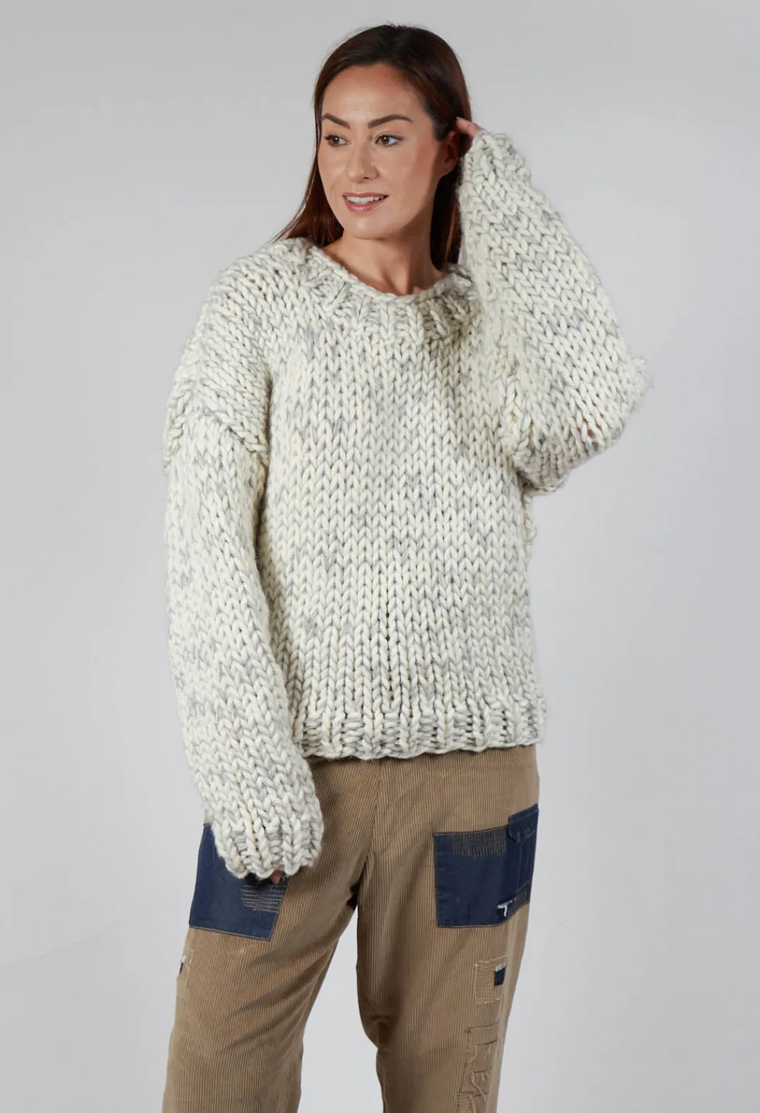 Umit Unal Jumpers^Cream and Grey Chunky Knit Jumper