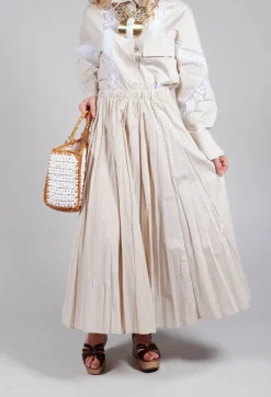 Beatrice B Skirts^Creased Poplin Skirt in Dune