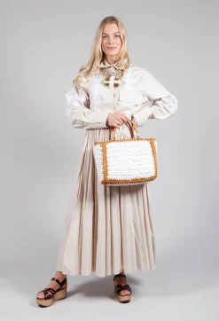 Beatrice B Skirts^Creased Poplin Skirt in Dune