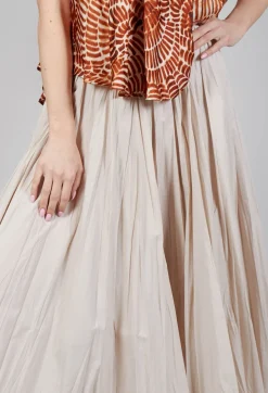 Beatrice B Skirts^Creased Poplin Skirt in Dune