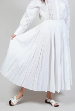 Beatrice B Skirts^Creased Poplin Skirt in White