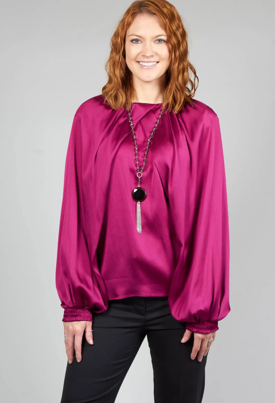 Beatrice B Shirts & Blouses^Crepe Shirt in Metallic Pink