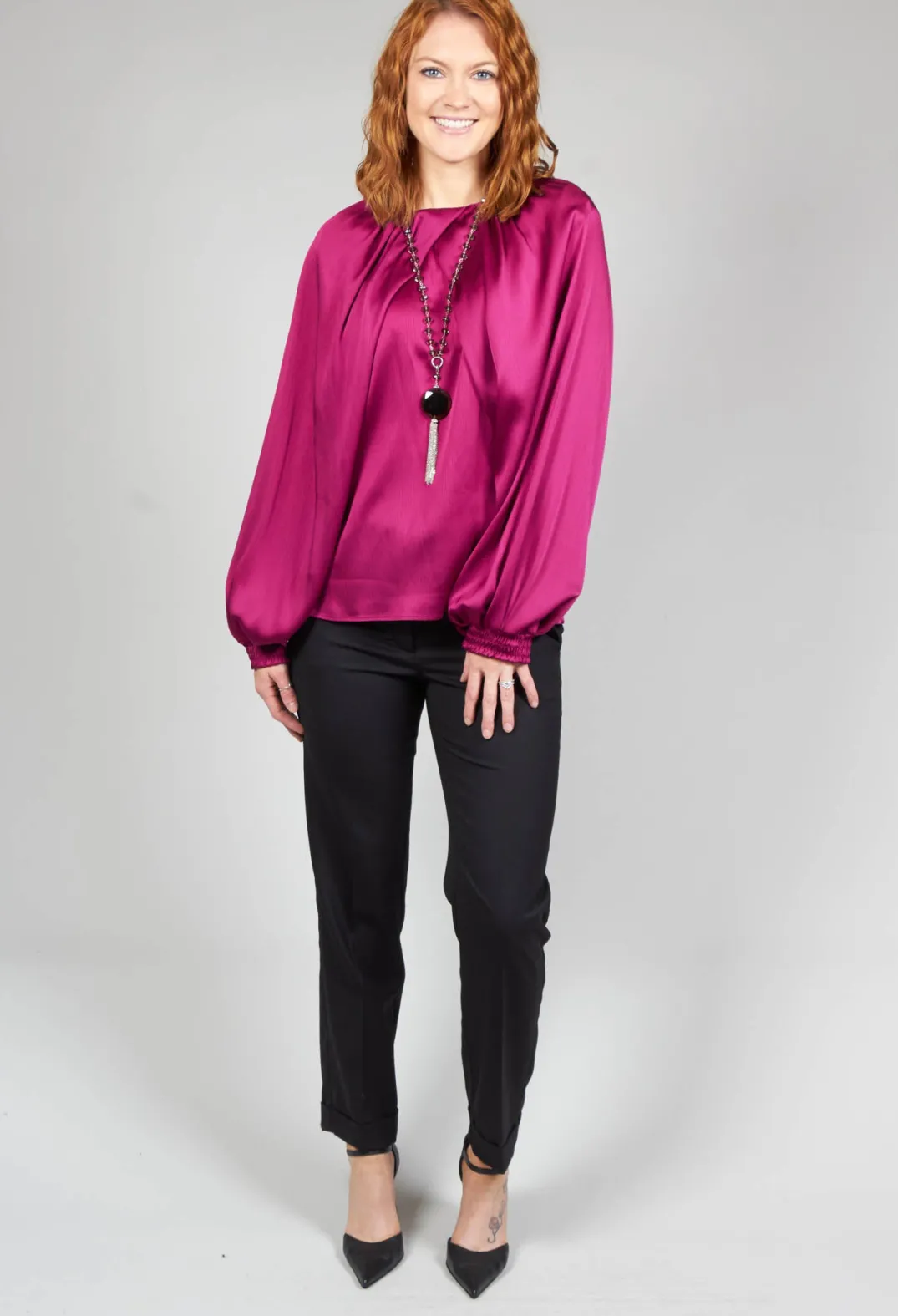 Beatrice B Shirts & Blouses^Crepe Shirt in Metallic Pink