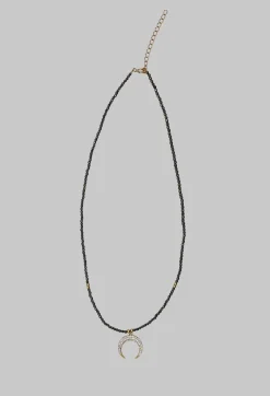 ICANDI Rocks Necklaces^Crescent Moon Necklace in Olive Green